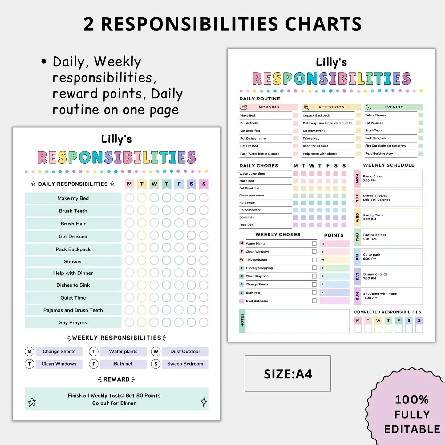 Editable Kids Chore Chart Bundle for Autism & ADHD