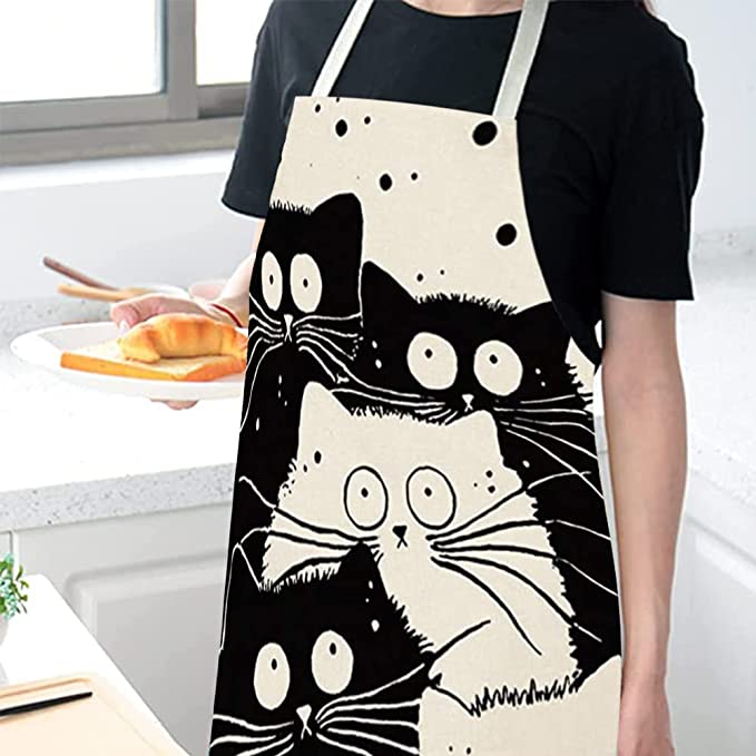 Cat Apron Cute Cooking Apron for Women Men Chefs