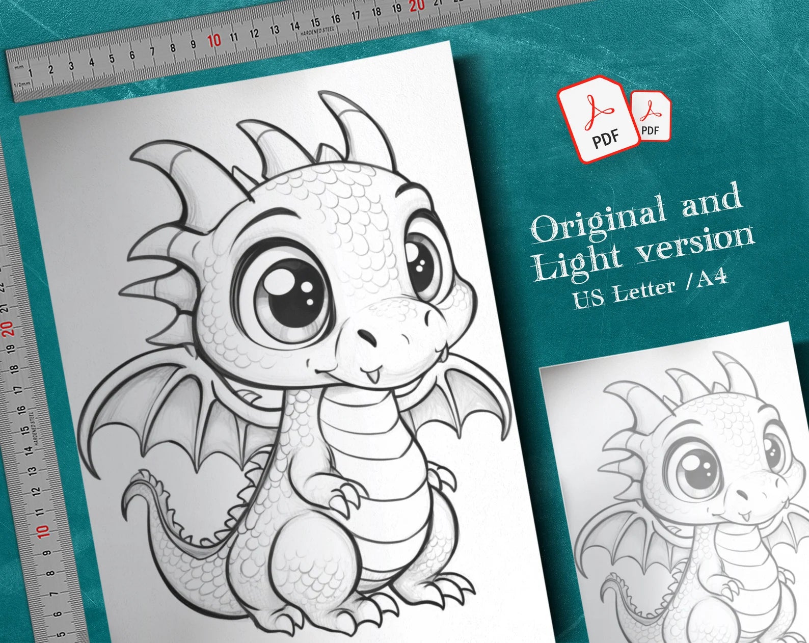 25 Cute Dragons Printable Adult Coloring Pages