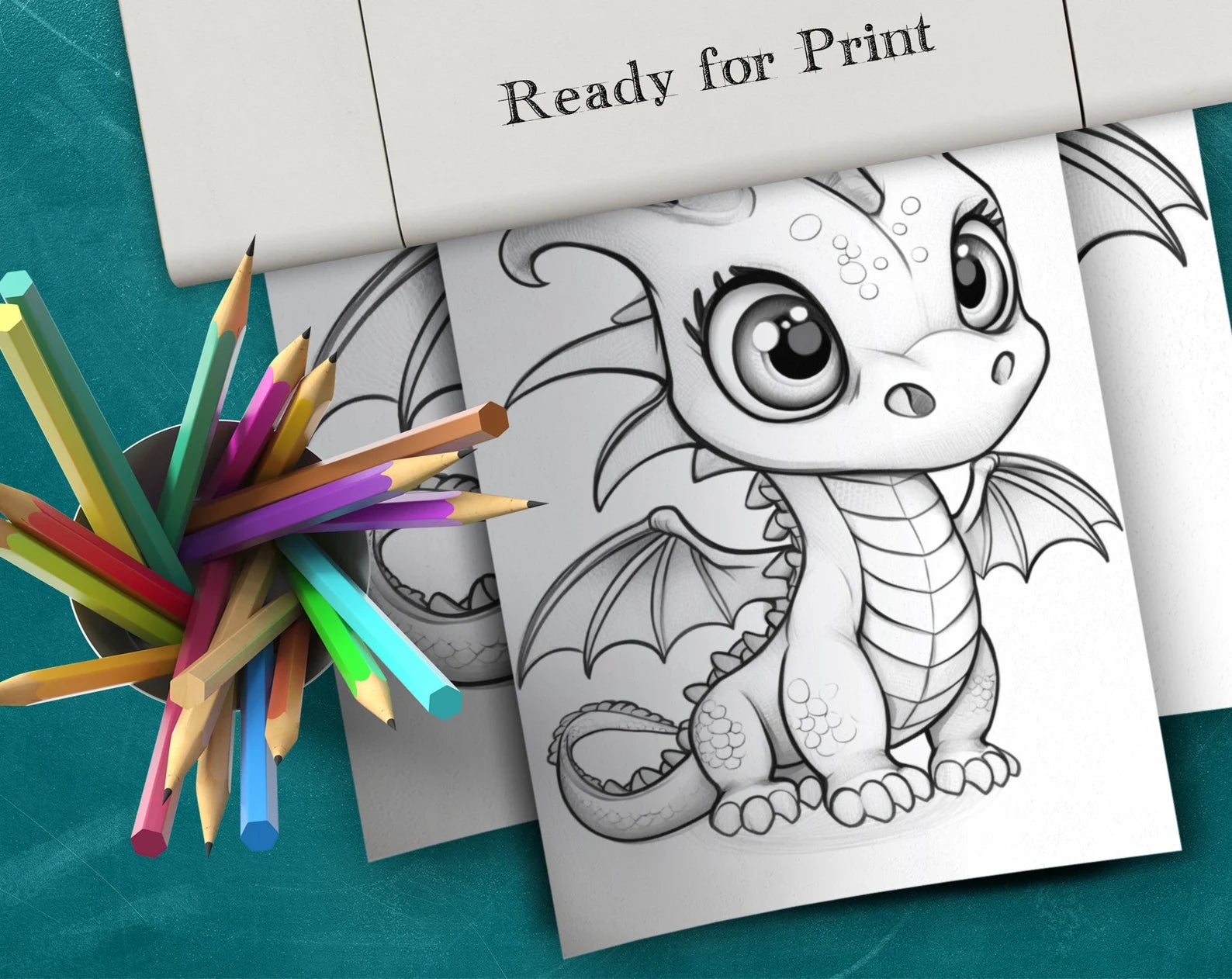 25 Cute Dragons Printable Adult Coloring Pages