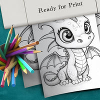 25 Cute Dragons Printable Adult Coloring Pages