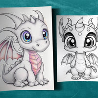 25 Cute Dragons Printable Adult Coloring Pages