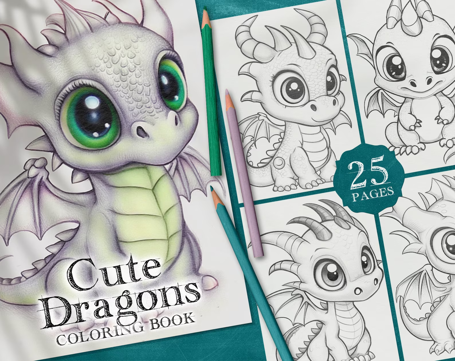 25 Cute Dragons Printable Adult Coloring Pages