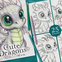 25 Cute Dragons Printable Adult Coloring Pages