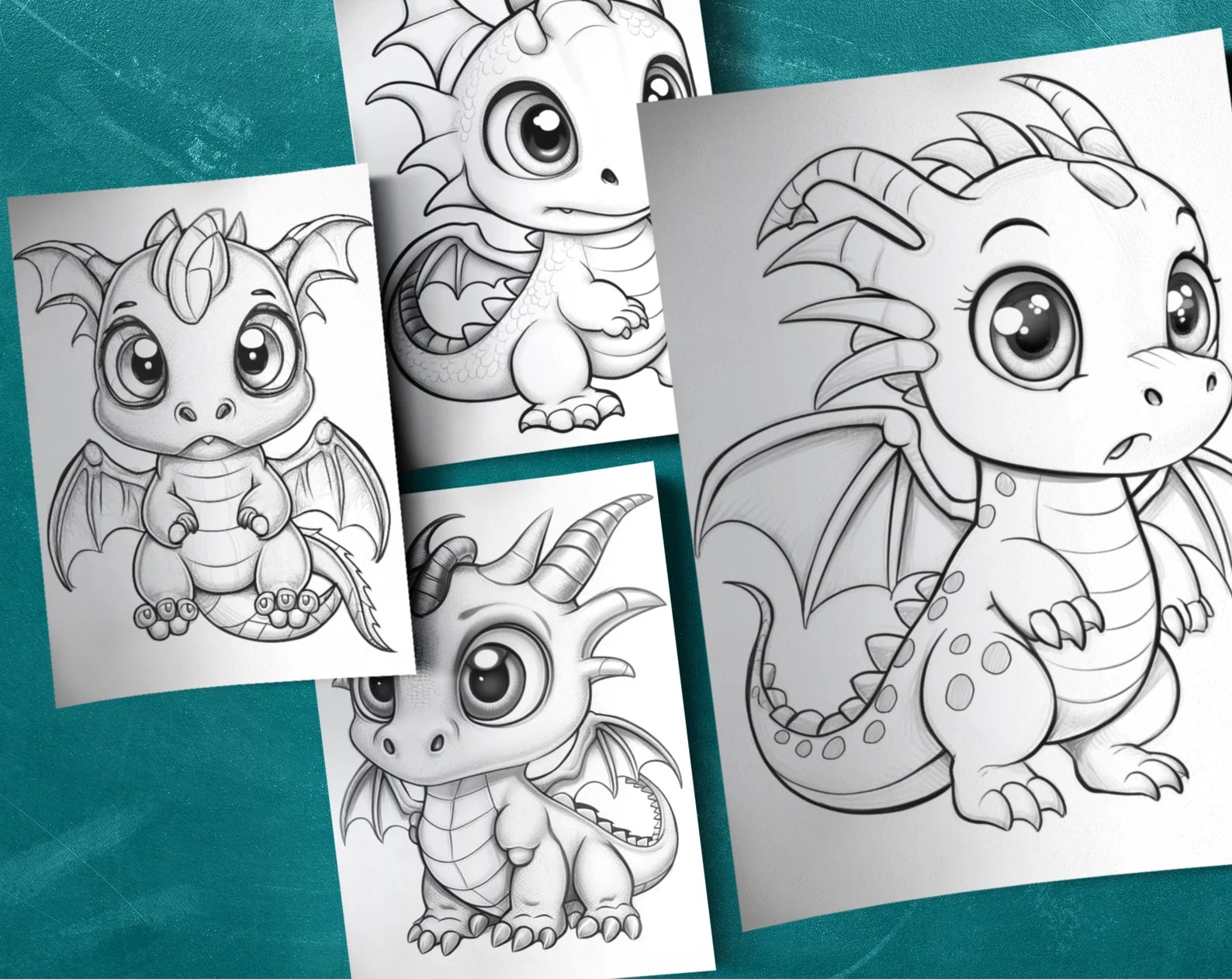 25 Cute Dragons Printable Adult Coloring Pages