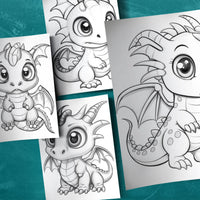 25 Cute Dragons Printable Adult Coloring Pages