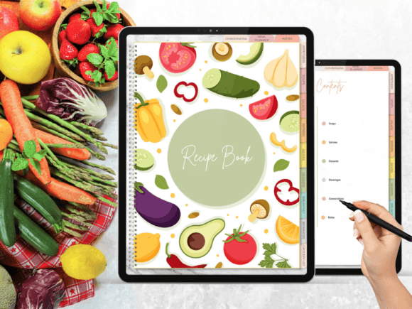 Recipe Book for GoodNotes , Notability, Digital iPad Recipe Journal, Digital Cookbook, Digital Meal Planner, Recipe Book Template