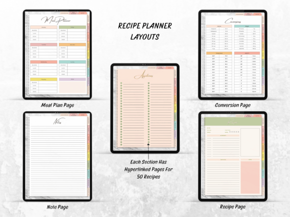 Recipe Book for GoodNotes , Notability, Digital iPad Recipe Journal, Digital Cookbook, Digital Meal Planner, Recipe Book Template