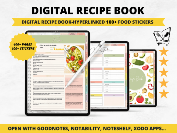 Recipe Book for GoodNotes , Notability, Digital iPad Recipe Journal, Digital Cookbook, Digital Meal Planner, Recipe Book Template