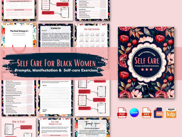 Black Women Fit Self Care Journal, Bookmark and Pen - Black Women