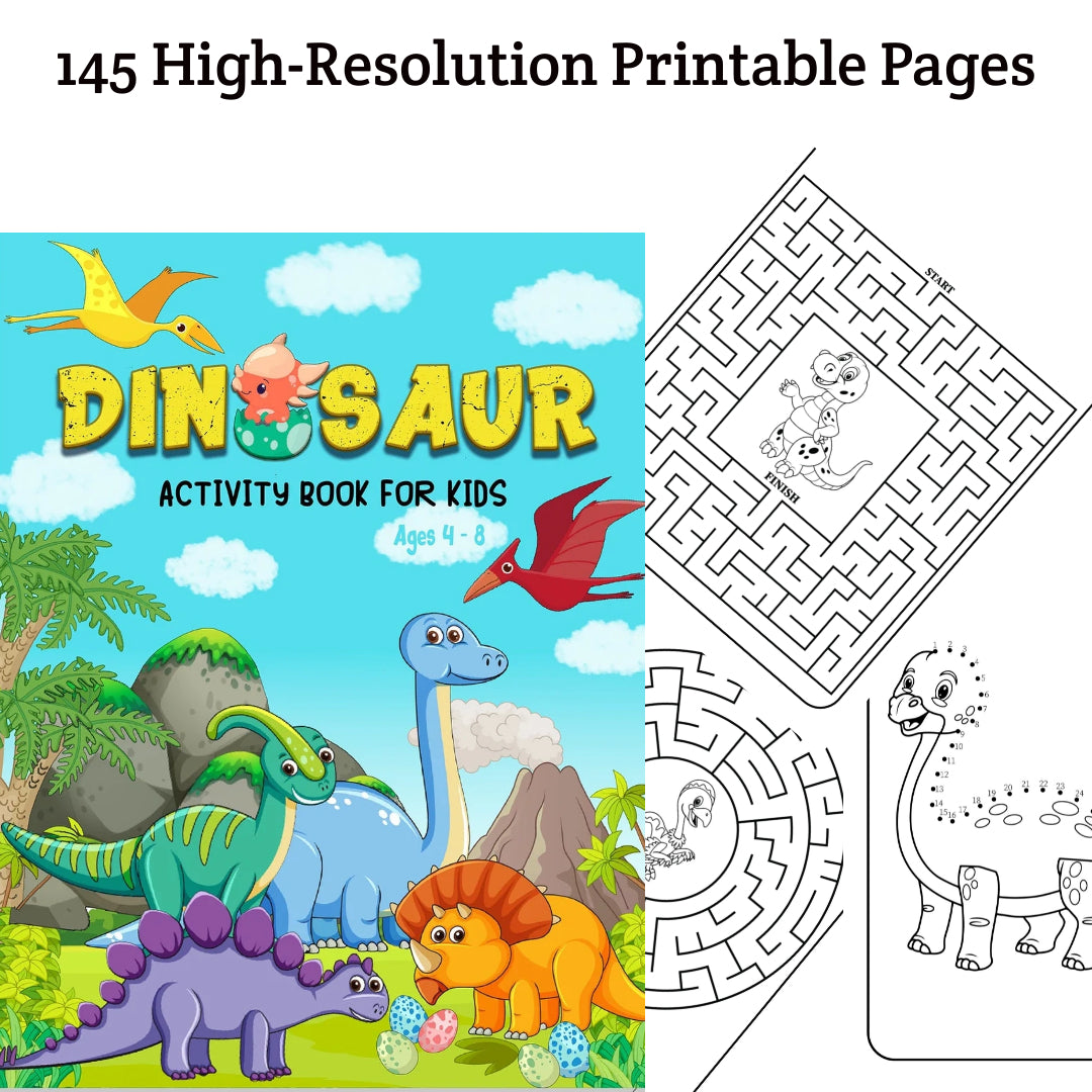 Dinosaur Activity Book For Kids 4-8