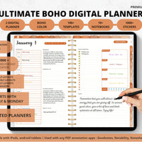 Undated Boho Digital Planner Bundle