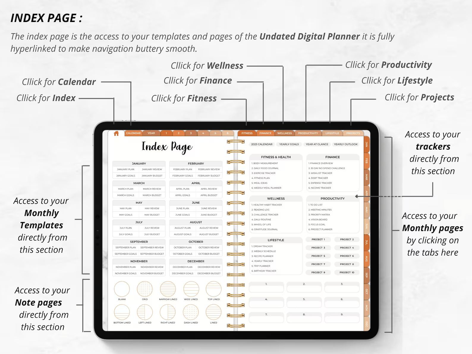 Undated Boho Digital Planner Bundle