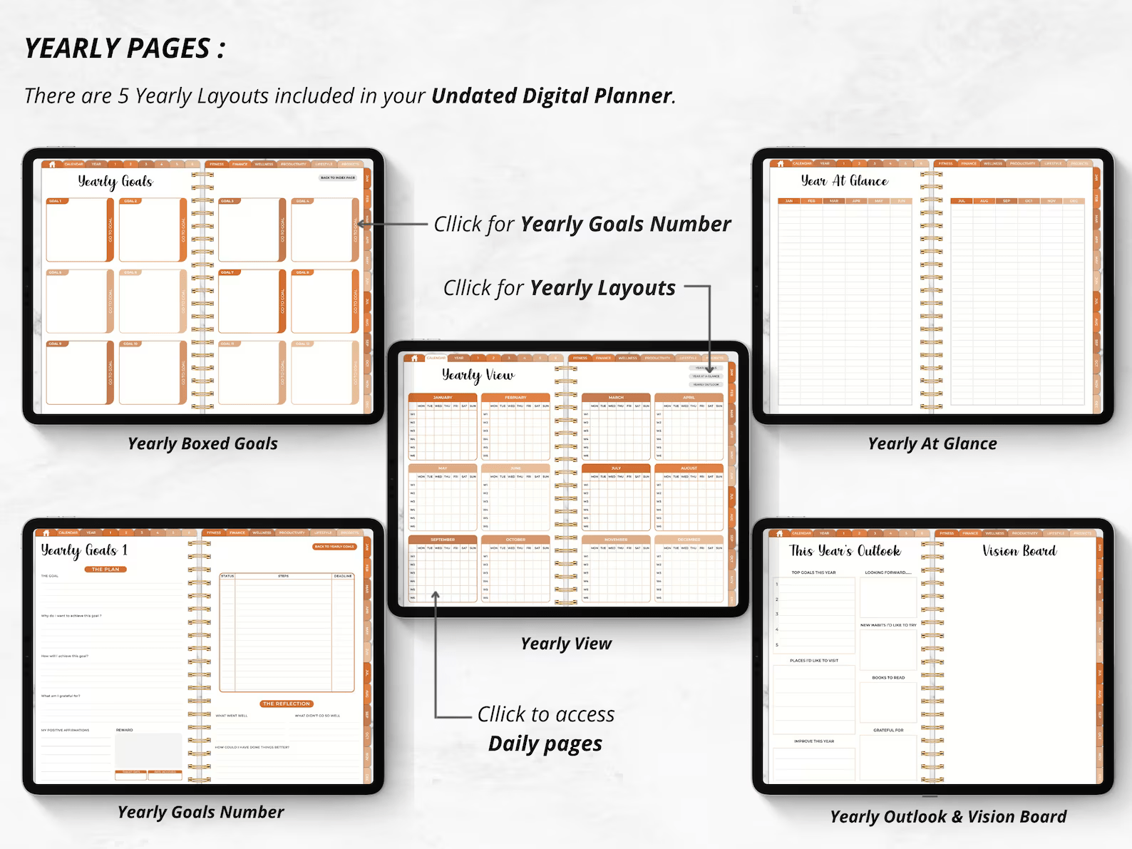 Undated Boho Digital Planner Bundle