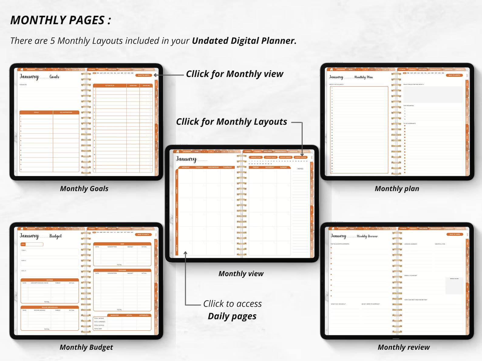 Undated Boho Digital Planner Bundle