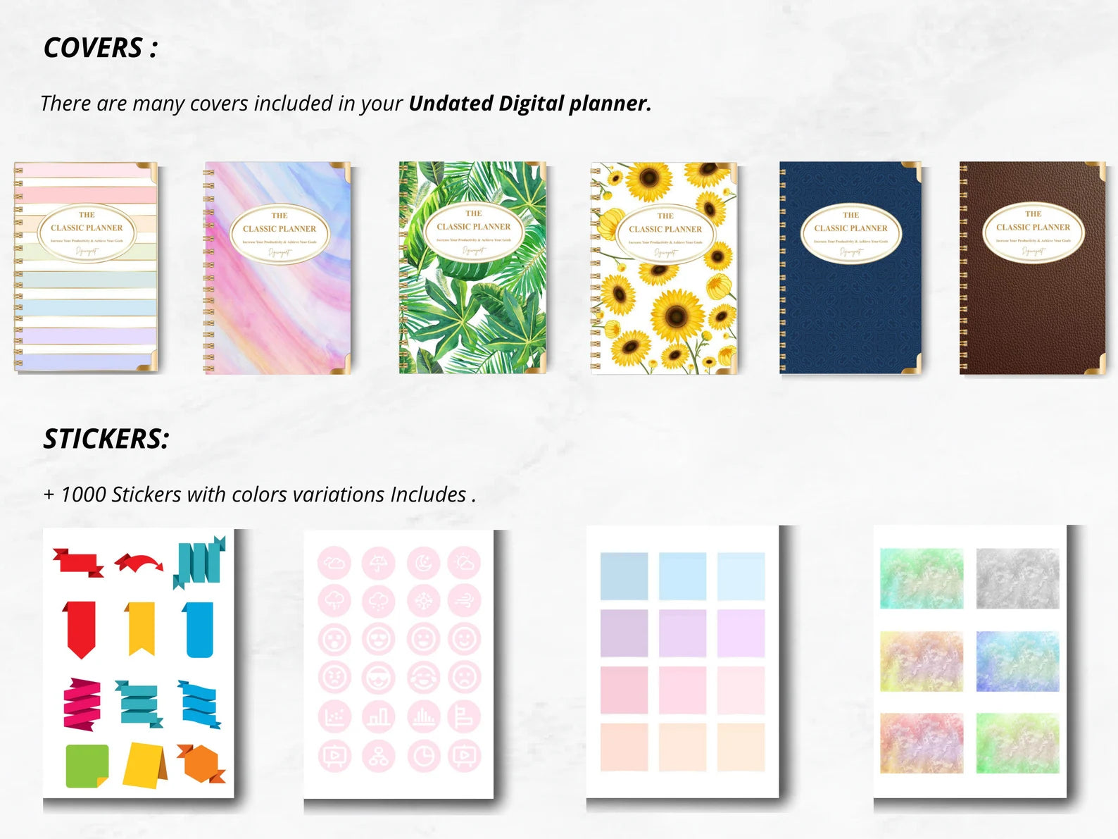 Undated Boho Digital Planner Bundle