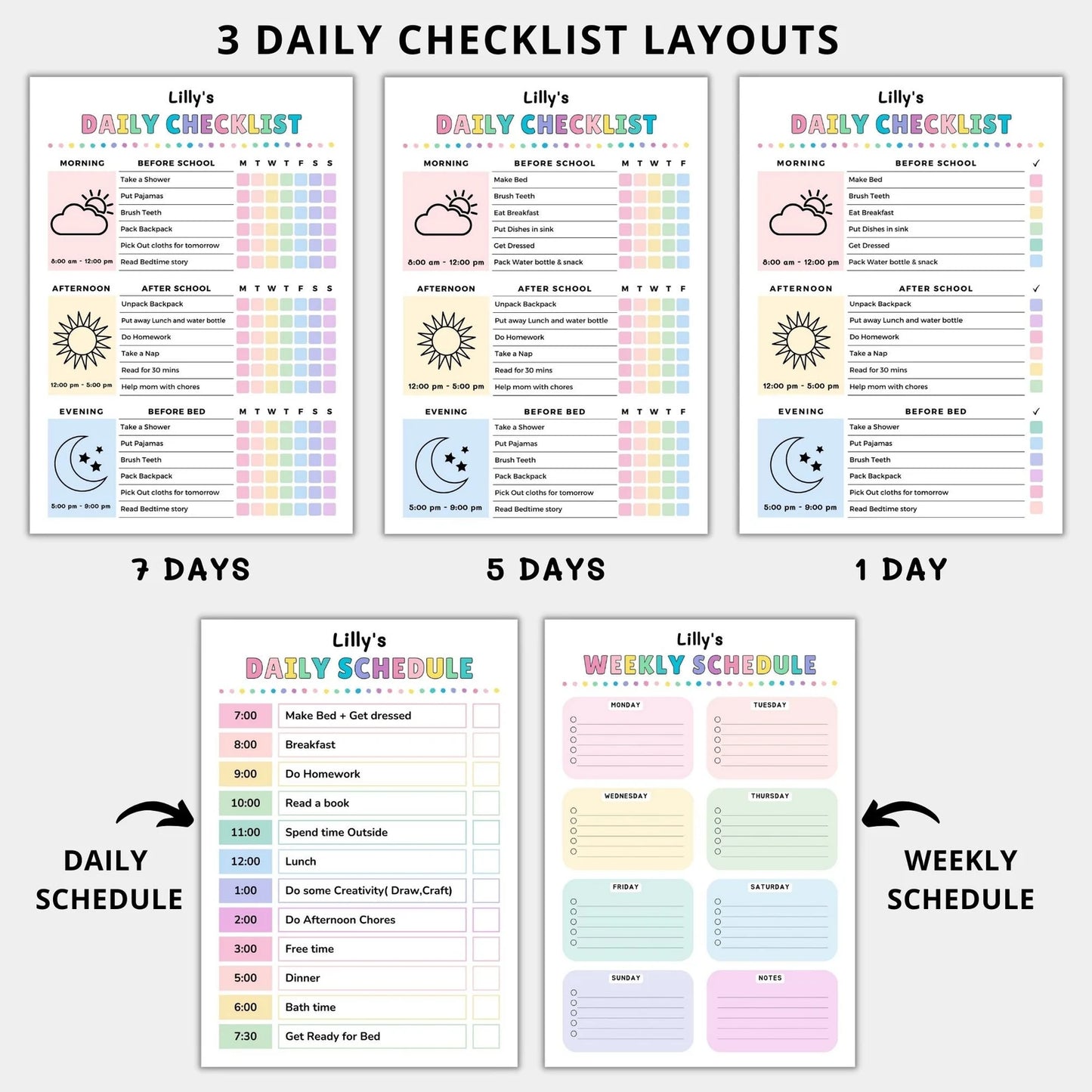 Editable Kids Chore Chart Bundle for Autism & ADHD