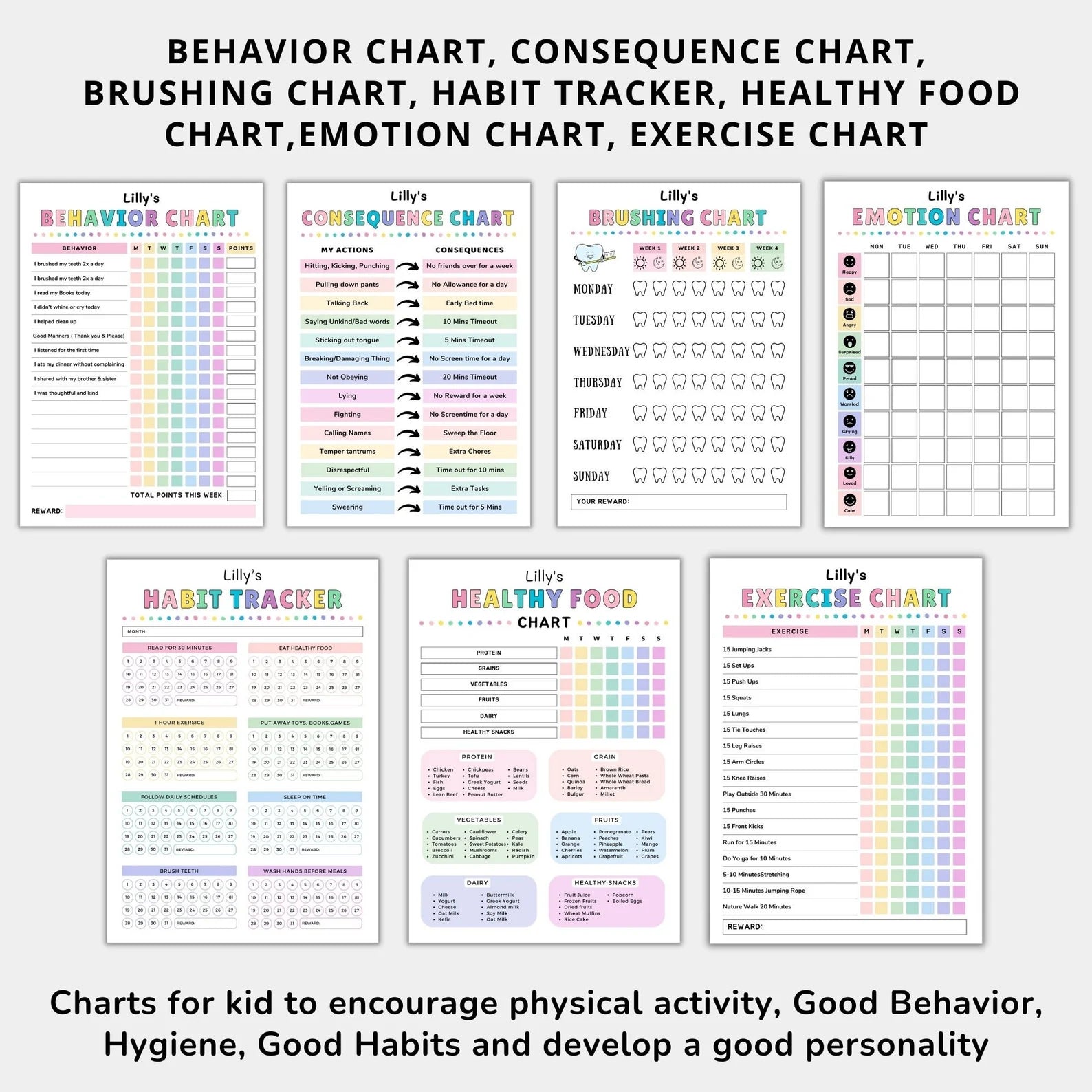 Editable Kids Chore Chart Bundle for Autism & ADHD