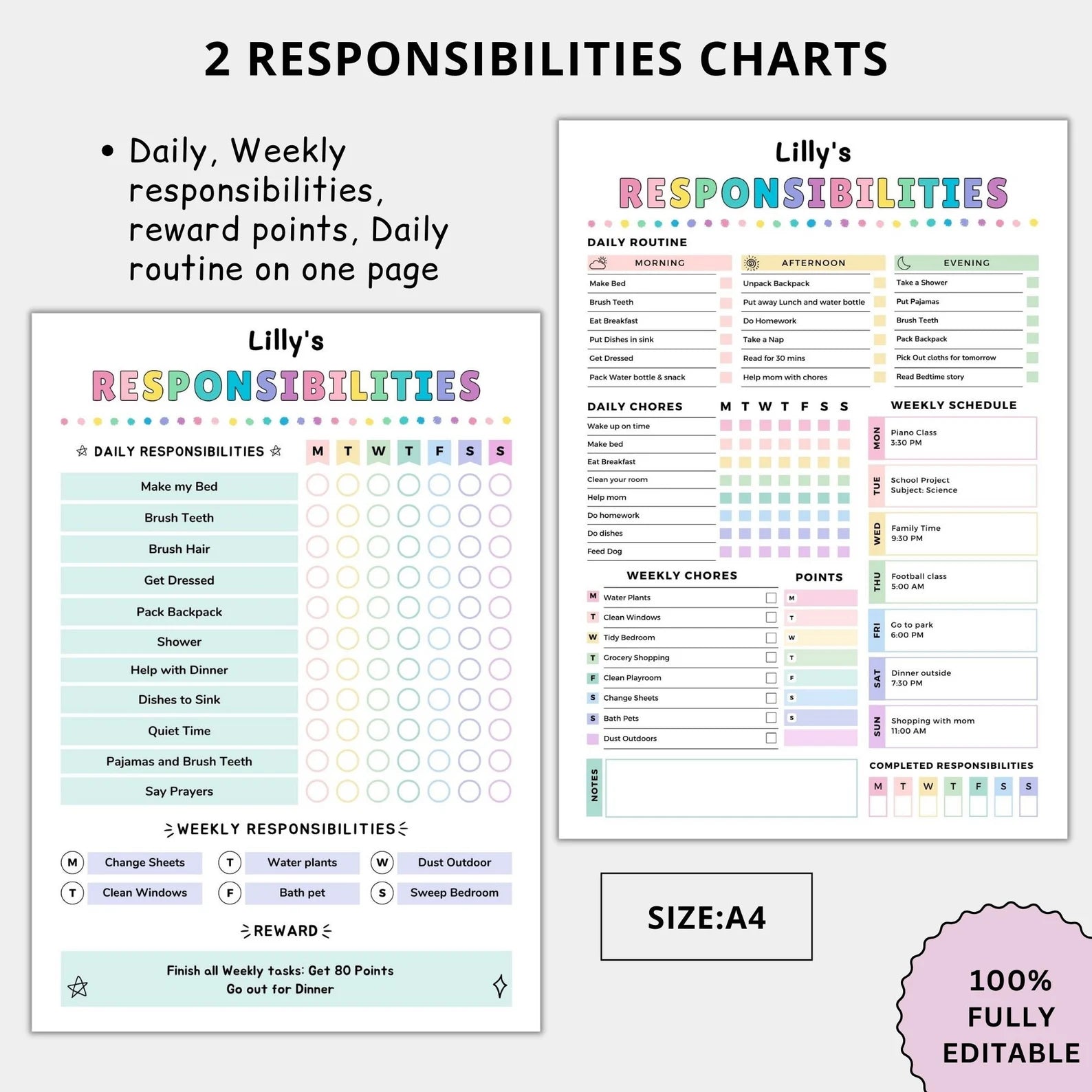 Editable Kids Chore Chart Bundle for Autism & ADHD