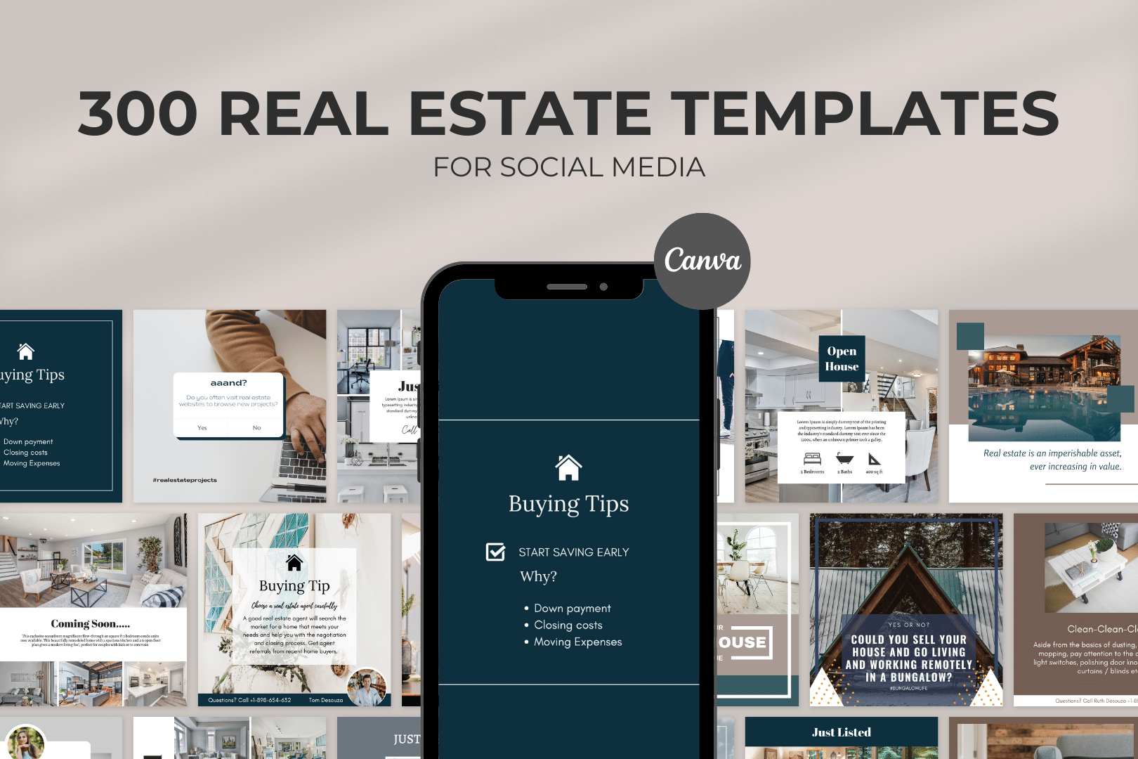 300 Real Estate Templates for Social Media - $19