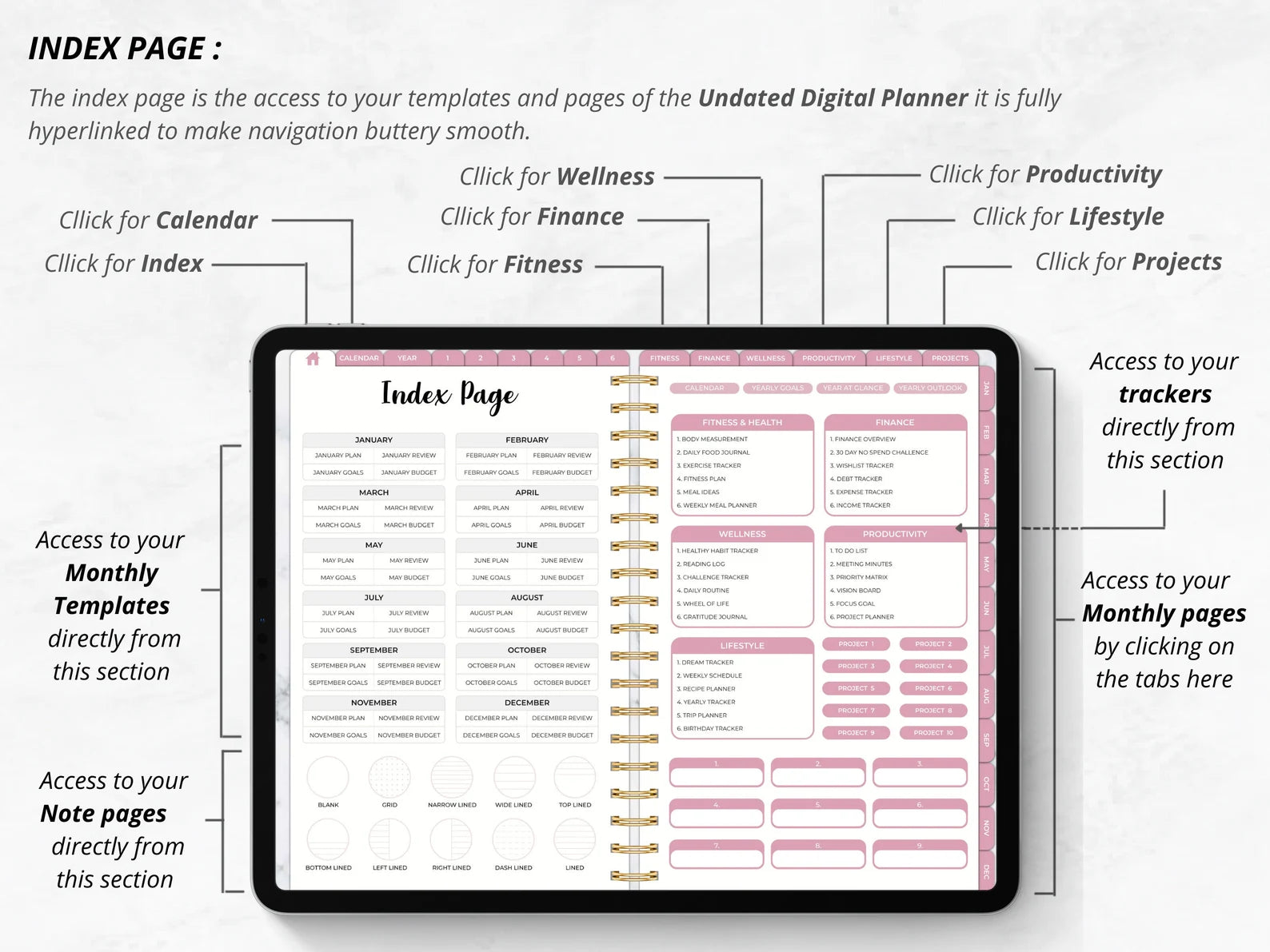 2023 + 2024 UNDATED DIGITAL PLANNER PINK MODE