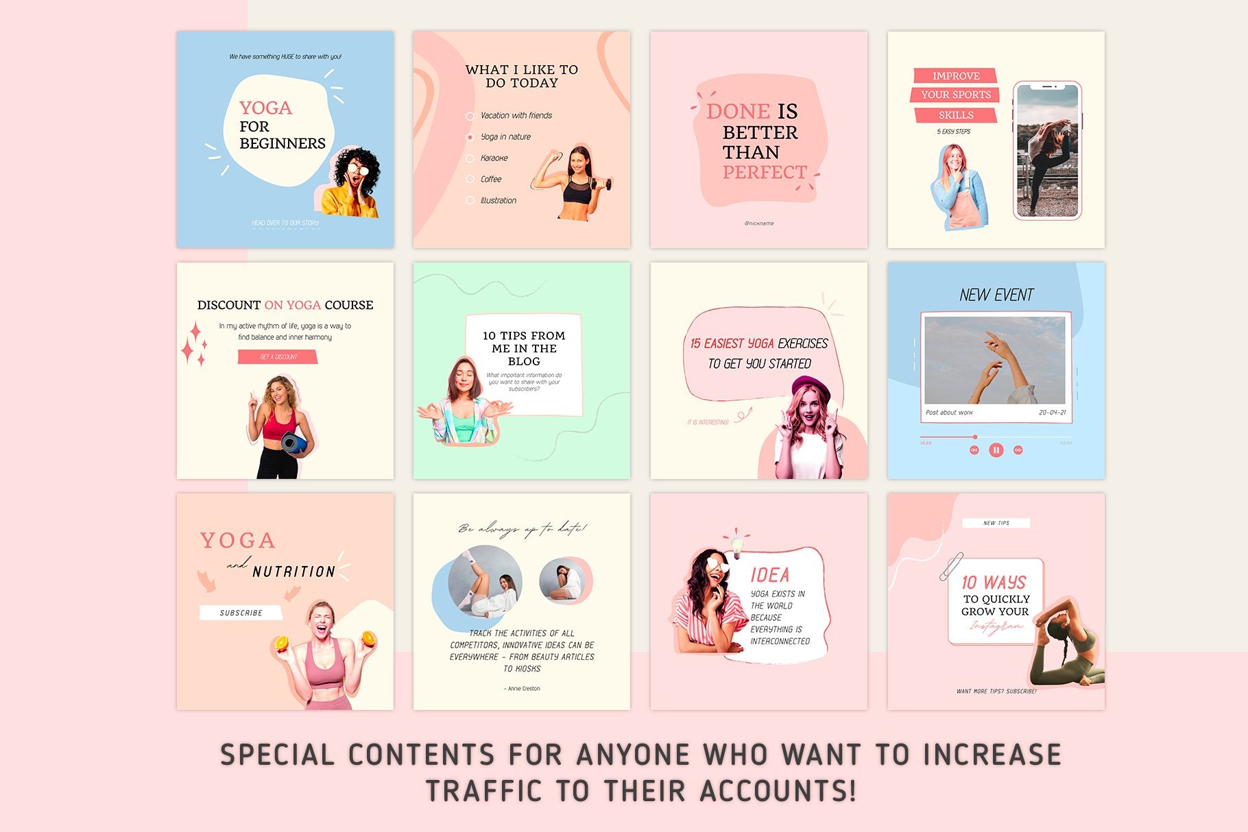 100 YOGA COACH Instagram Templates