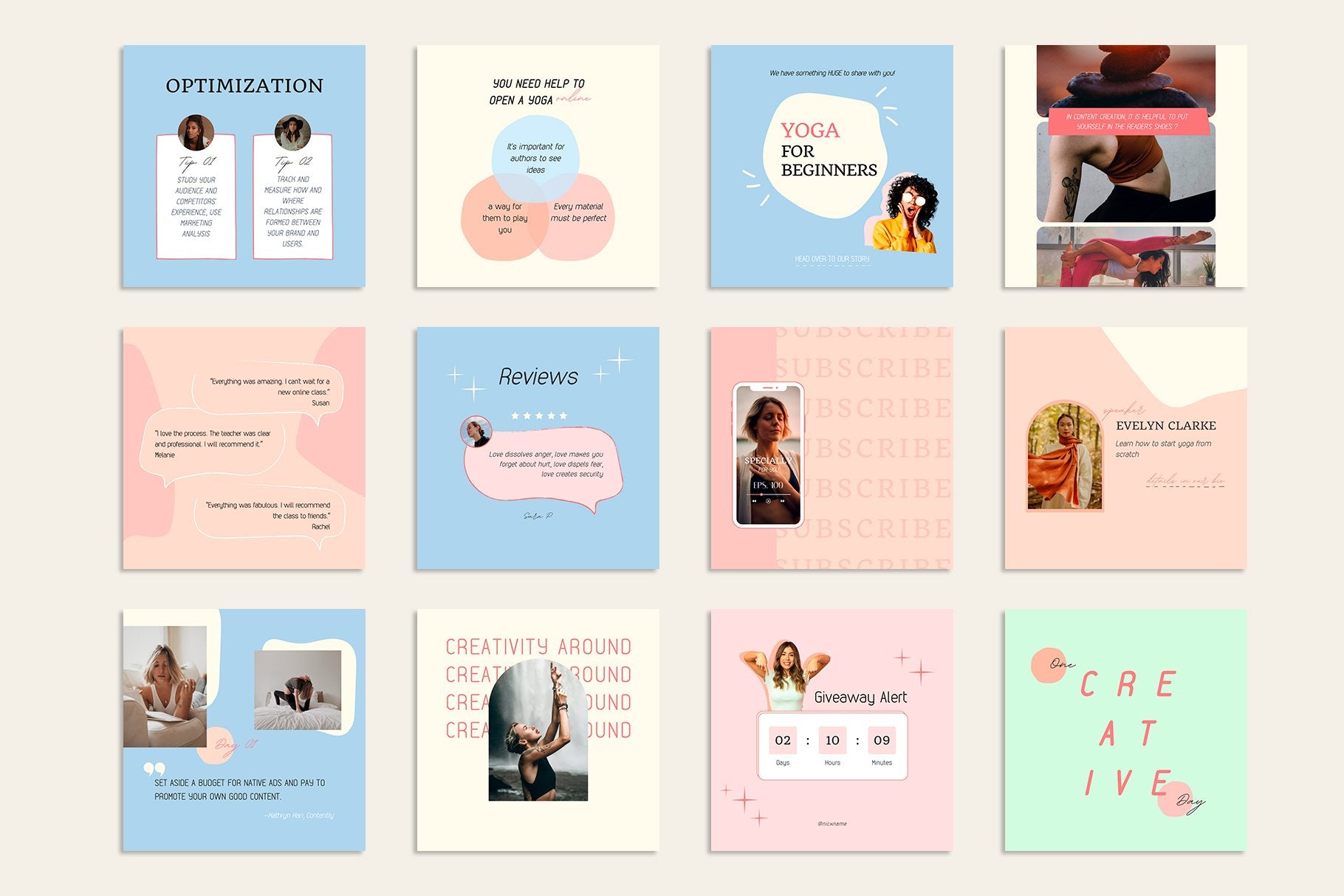 100 YOGA COACH Instagram Templates