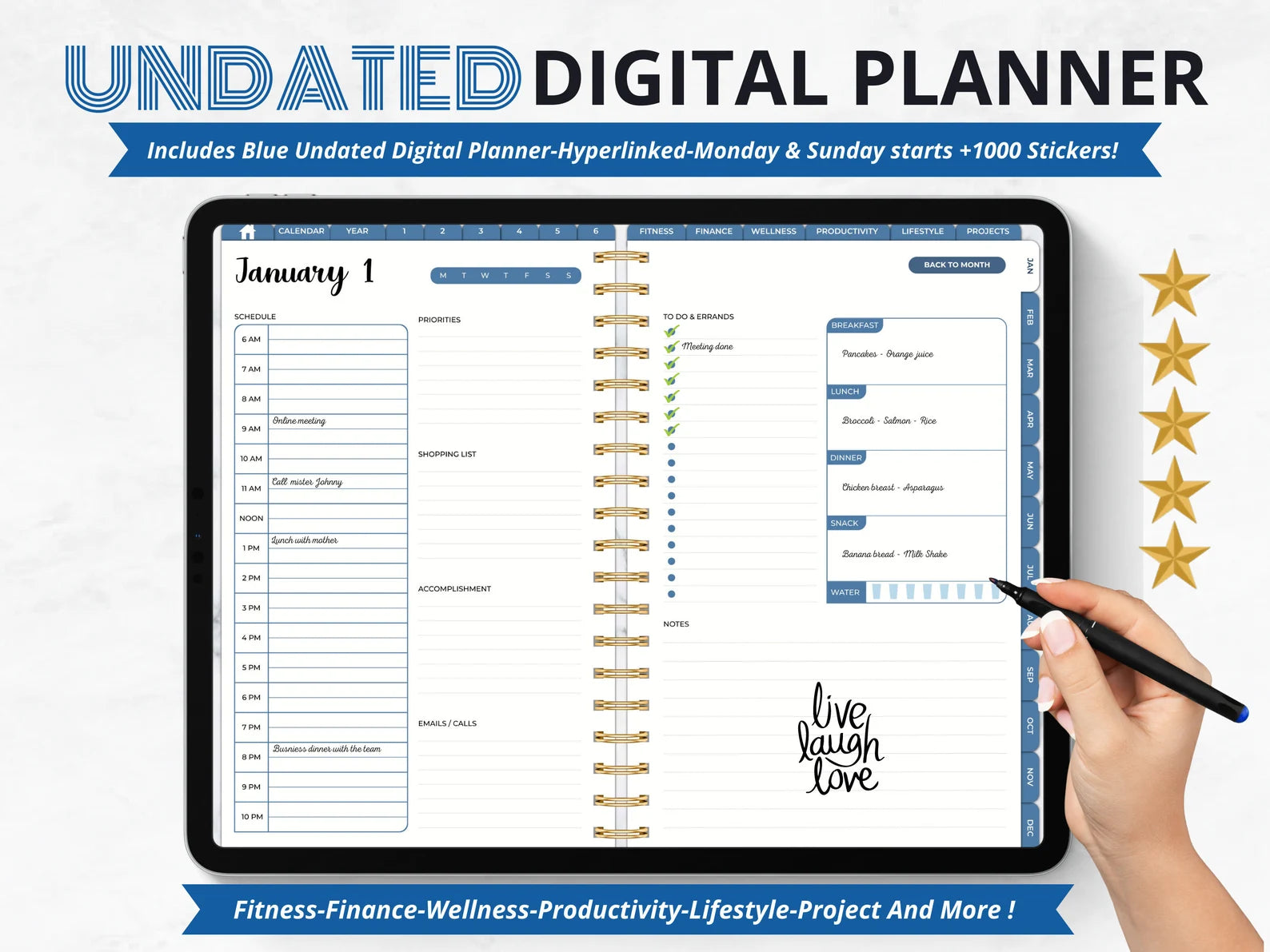 2023 + 2024 UNDATED DIGITAL PLANNER BLUE MODE