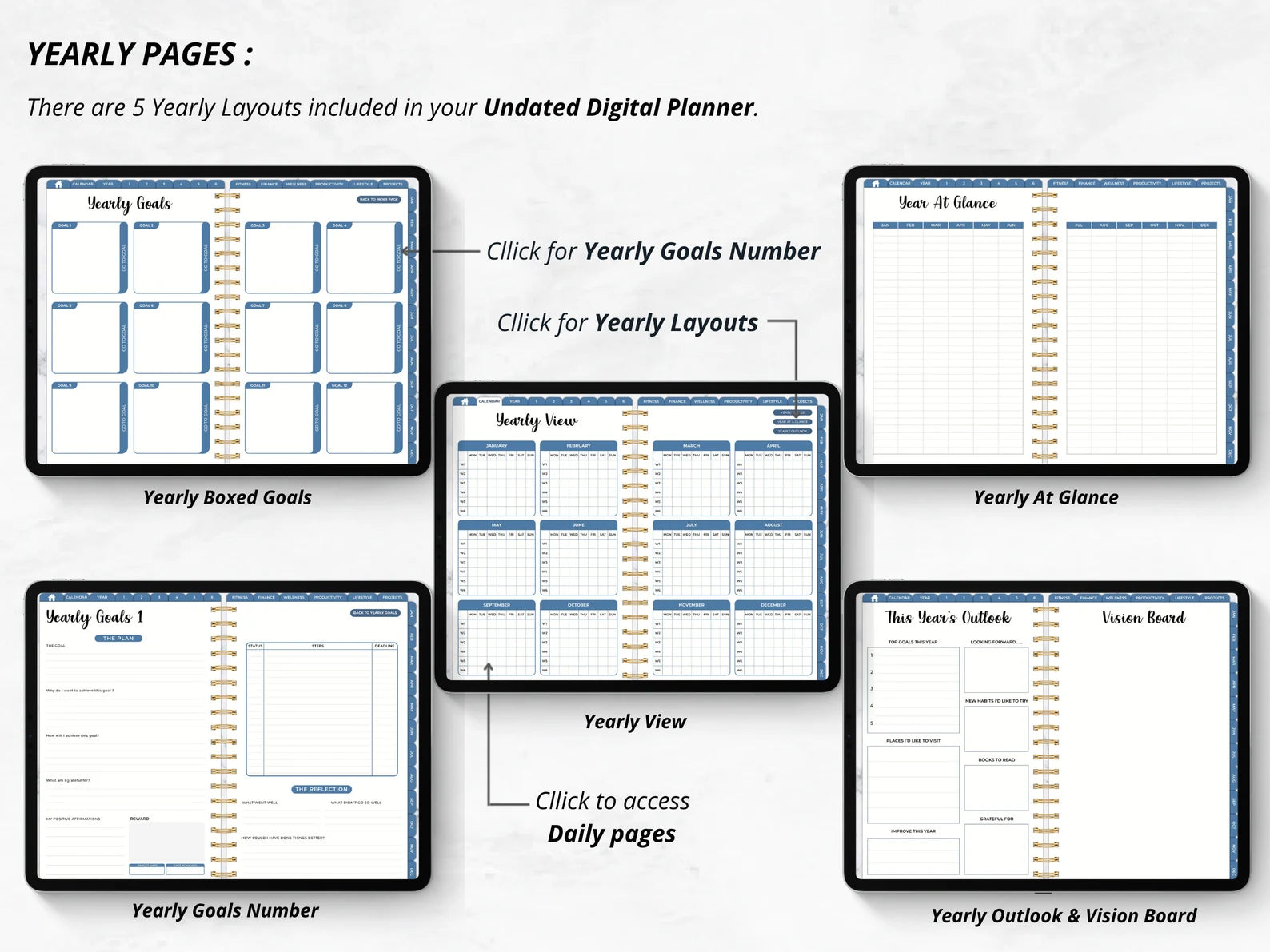 2023 + 2024 UNDATED DIGITAL PLANNER BLUE MODE