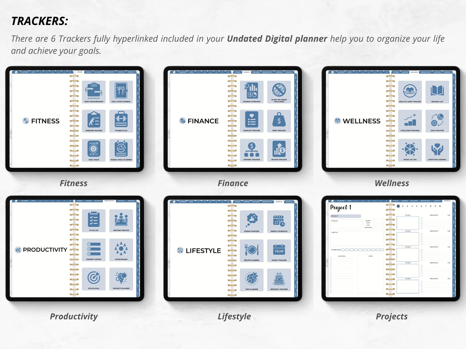 2023 + 2024 UNDATED DIGITAL PLANNER BLUE MODE